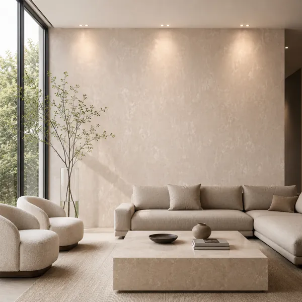 Warm Blush Beige Mottled Trowel Plaster Texture back