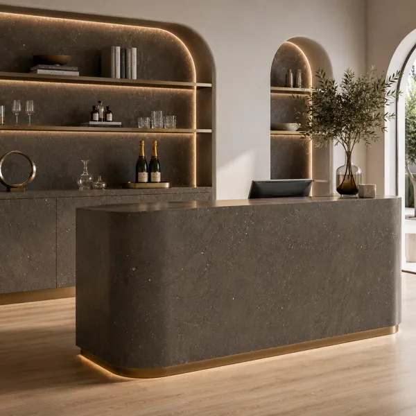 Subtle Organic Pattern Dark Brown Fossil Marble Texture back