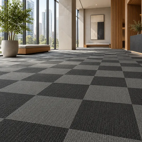 Charcoal Gray Checkerboard Carpet Tile Texture back