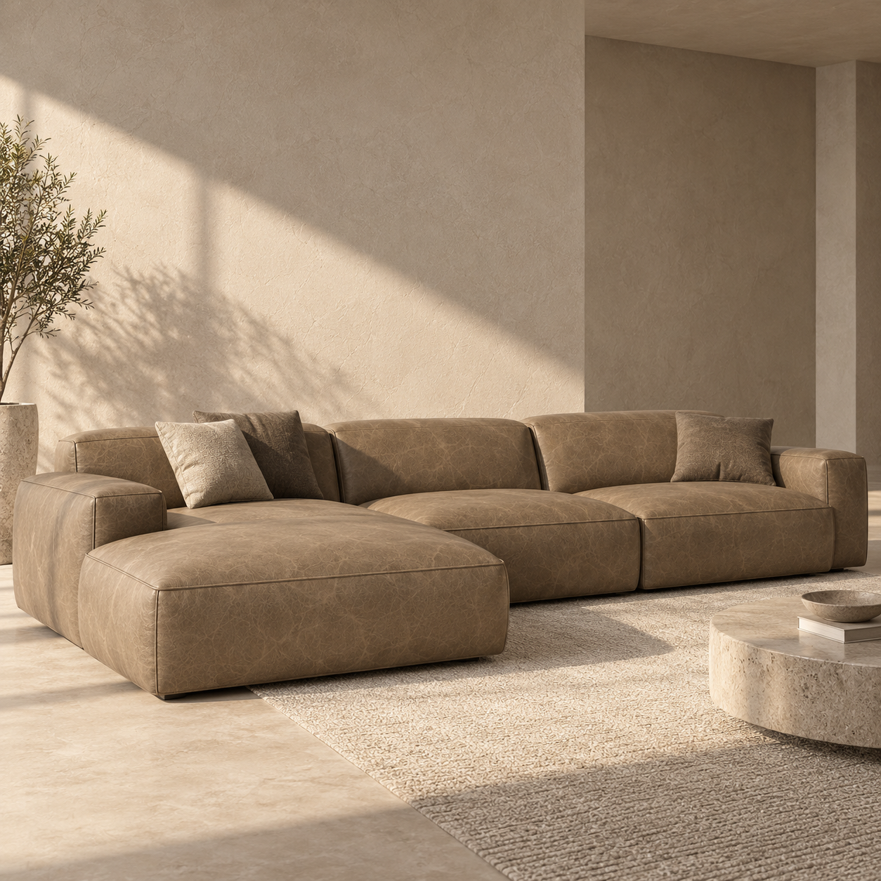 Warm Taupe Fine Grain Leather Texture 2