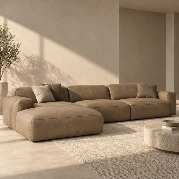 Warm Taupe Fine Grain Leather Texture back