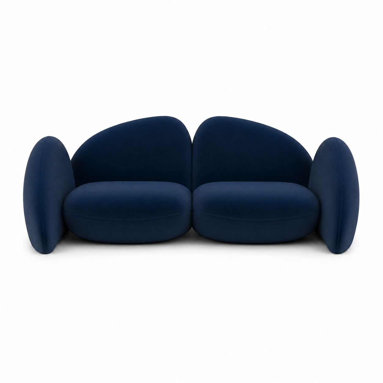 Navy Blue Organic Sofa with Petal-Shaped Backrest 3D Model 3