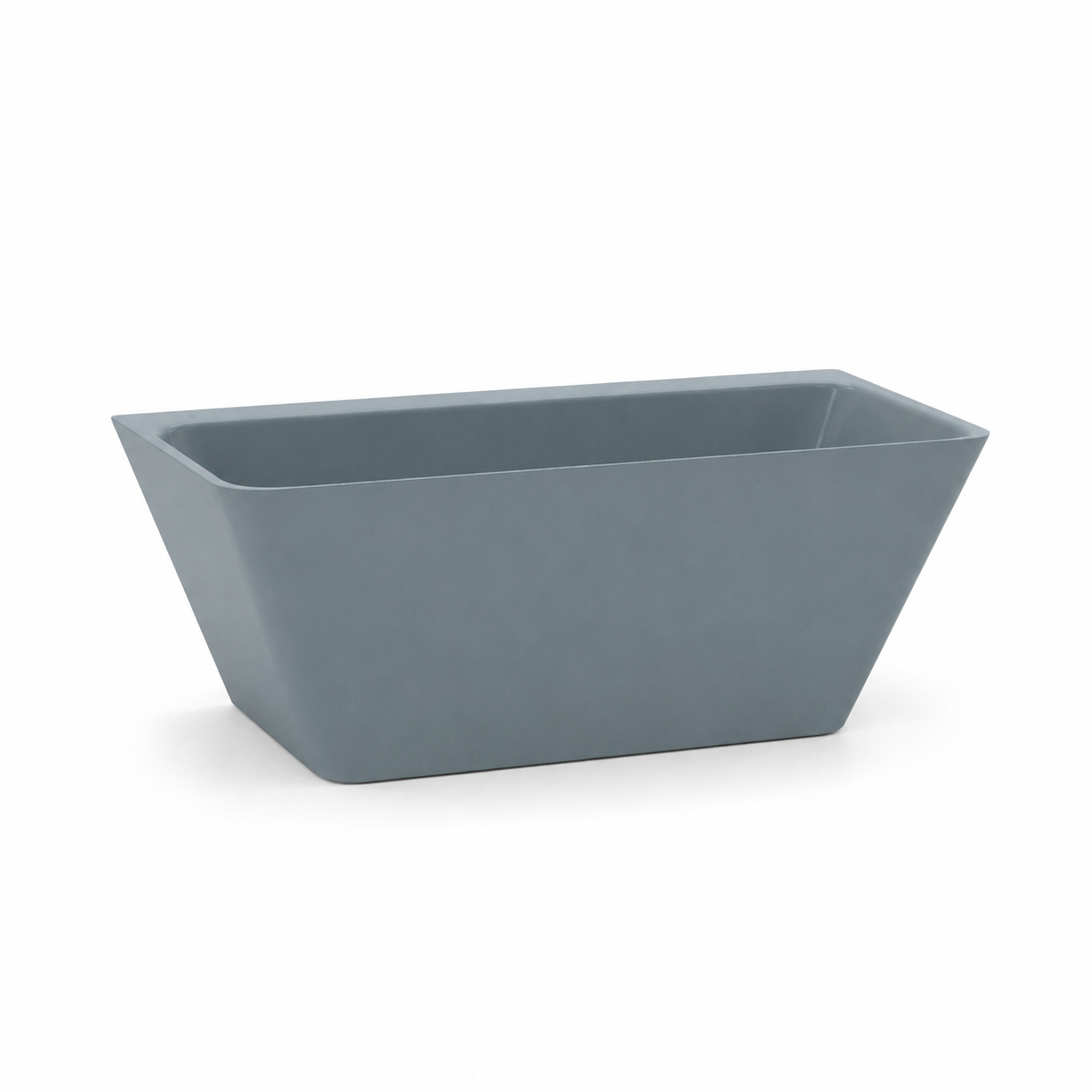 Blue Gray Freestanding Bathtub – Tapered Trapezoid Form 3D Model 1