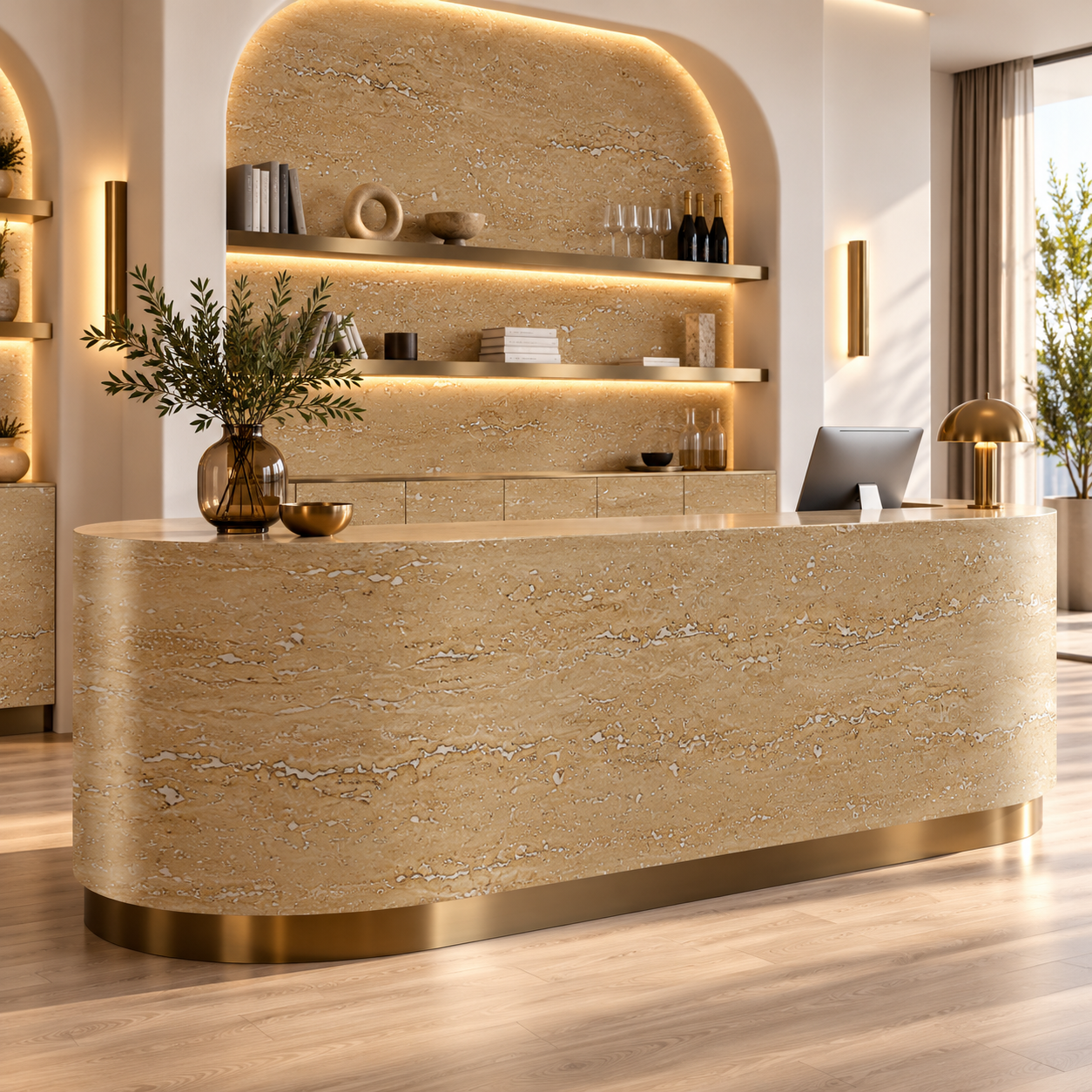 Honey Beige Travertine with Ivory Fissures Texture 2