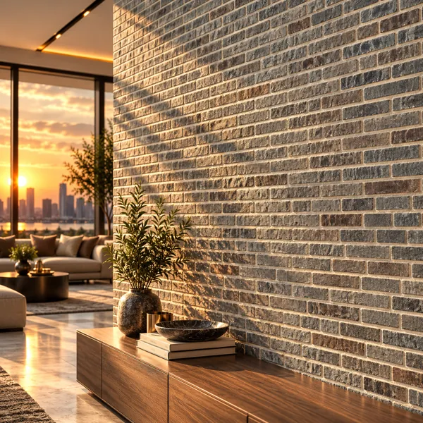 Weathered Charcoal Brown Thin Linear Stone Texture back