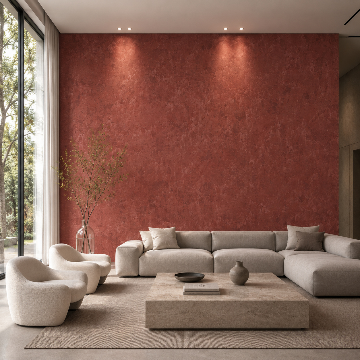 Deep Terracotta Mottled Plaster Texture 2