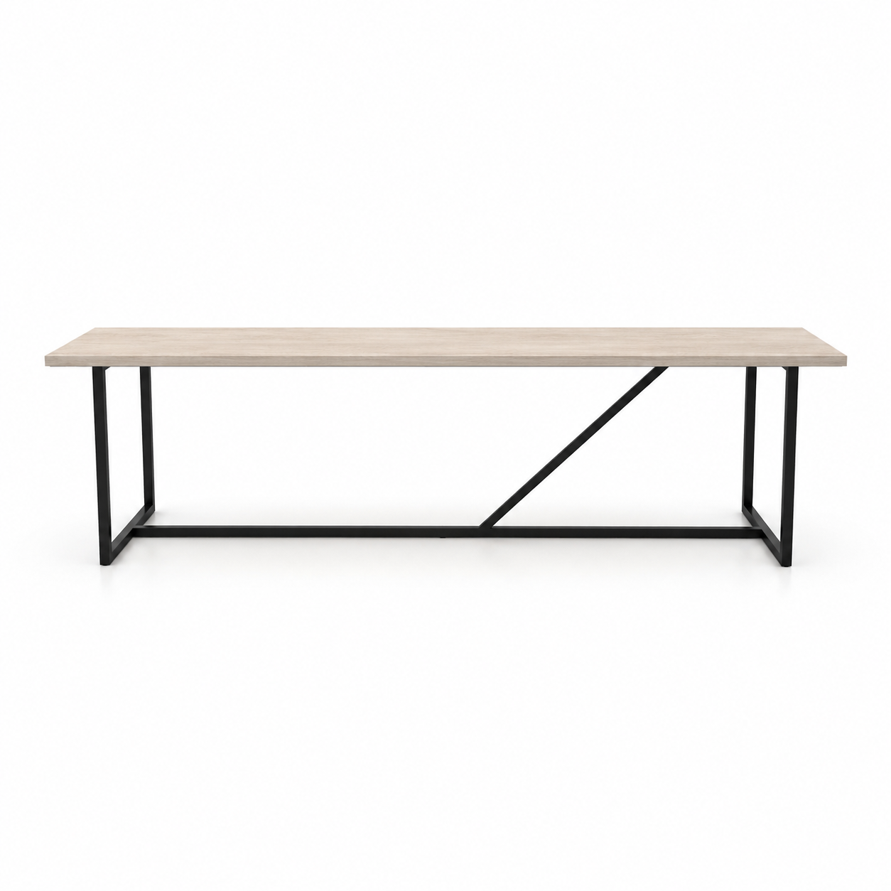 Light Beige Wood Geometric Frame Console Table 3D Model 3