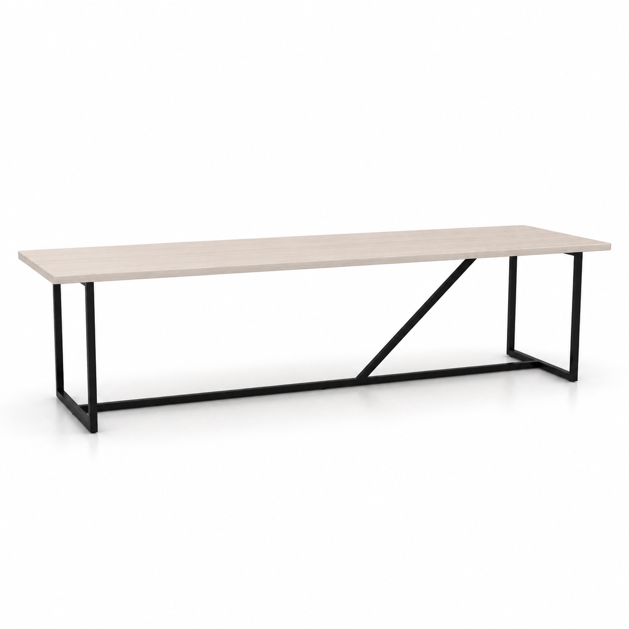 Light Beige Wood Geometric Frame Console Table 3D Model 1
