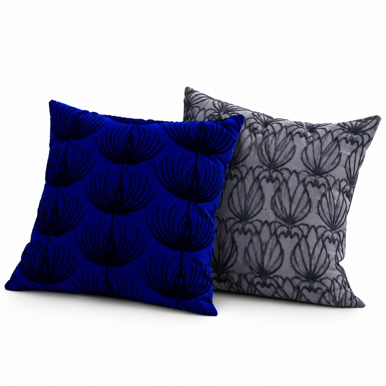 Blue Botanical Pattern Decorative Pillow Set 3D Model 3