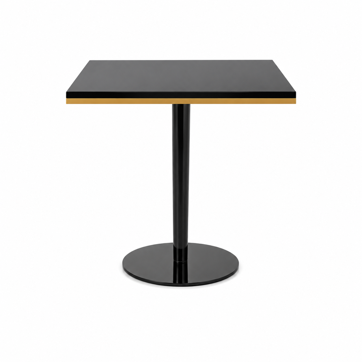 Black Square Pedestal Table with Gold Trim 3D Model 3