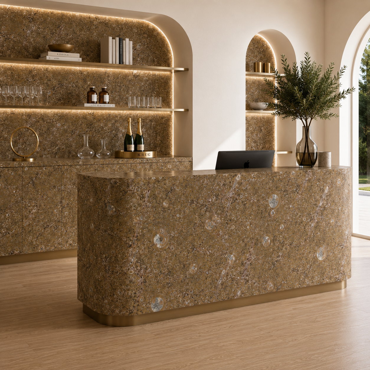 Ammonite Pattern Olive Fossil Marble Texture 2