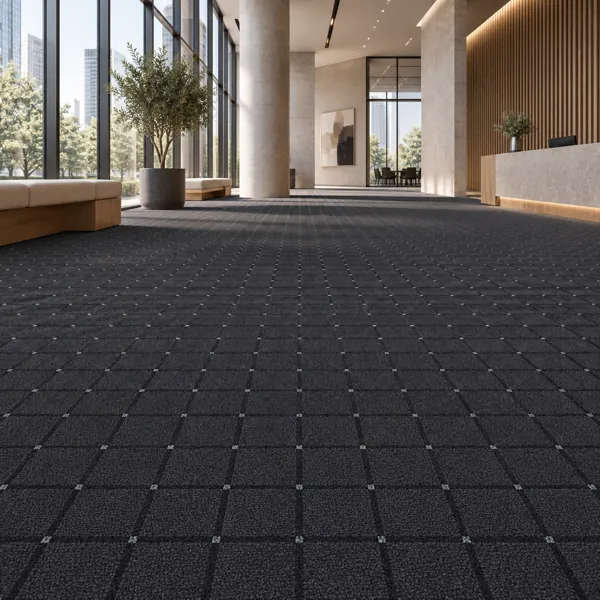 Charcoal Black Square Grid Carpet Texture back