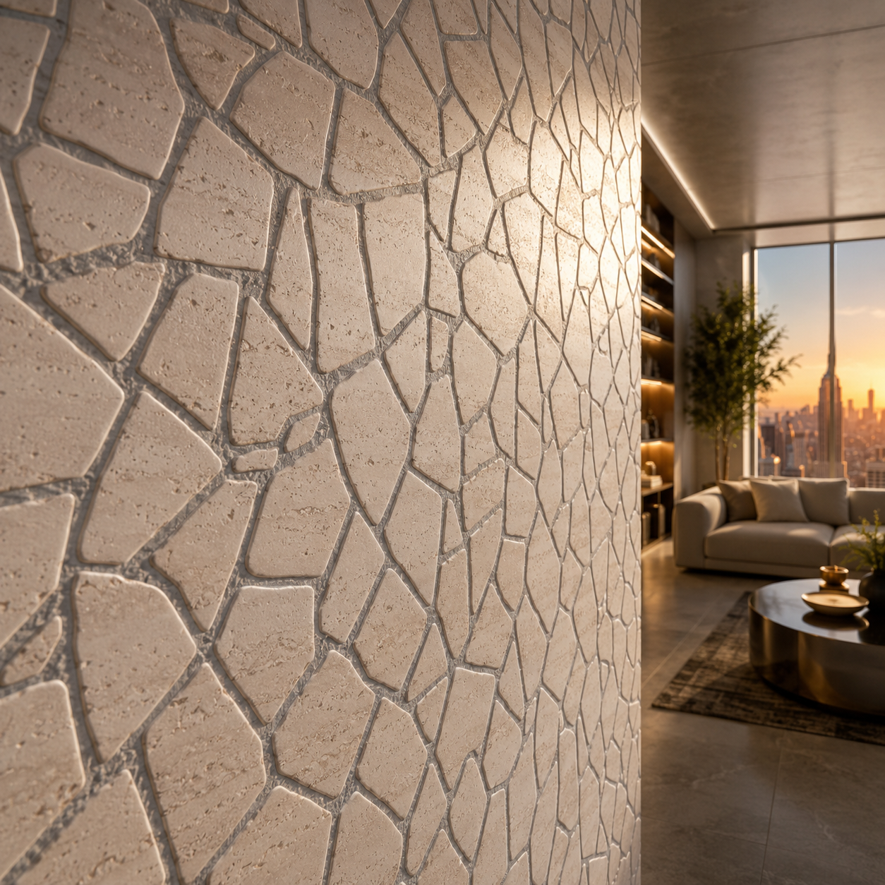 Ivory Stone Mosaic Texture – Irregular Gray Grout Texture 2