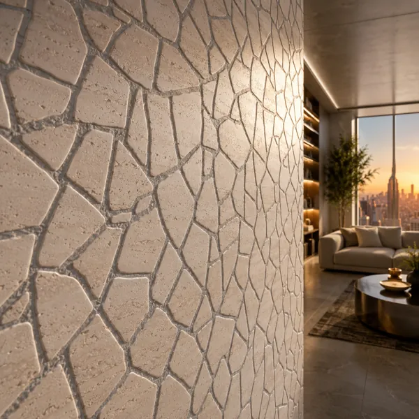 Ivory Stone Mosaic Texture – Irregular Gray Grout Texture back