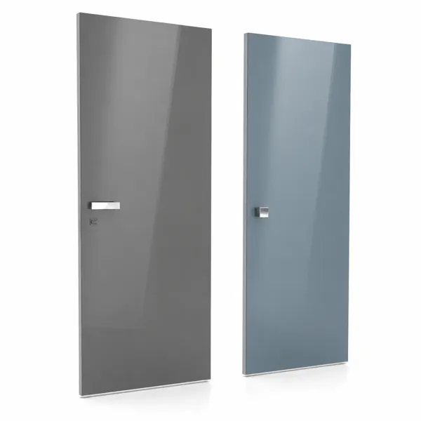 Modern Flush Door – Glossy Gray & Blue Panels 3D Model