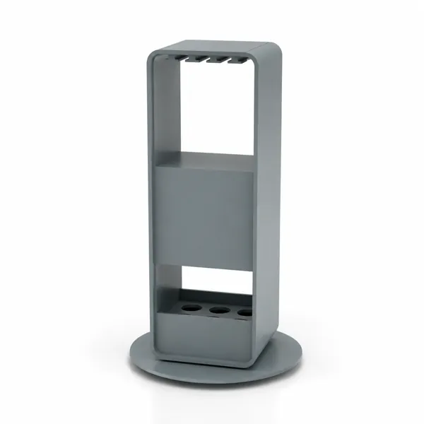 Matte Gray Entryway Organizer – Rounded Frame & Umbrella Slots 3D Model