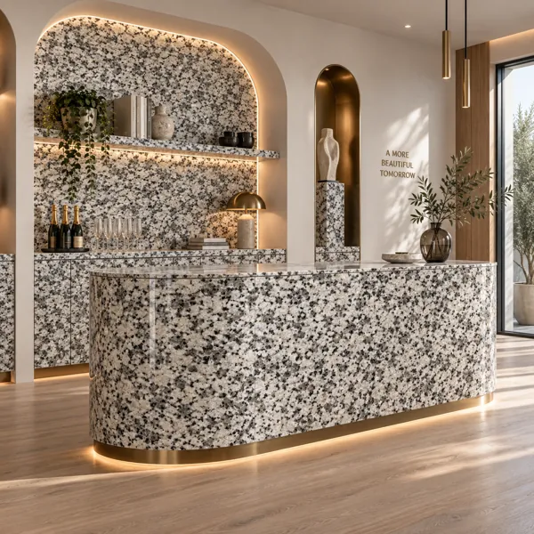 White Gray Speckled Crystal Marble Texture back