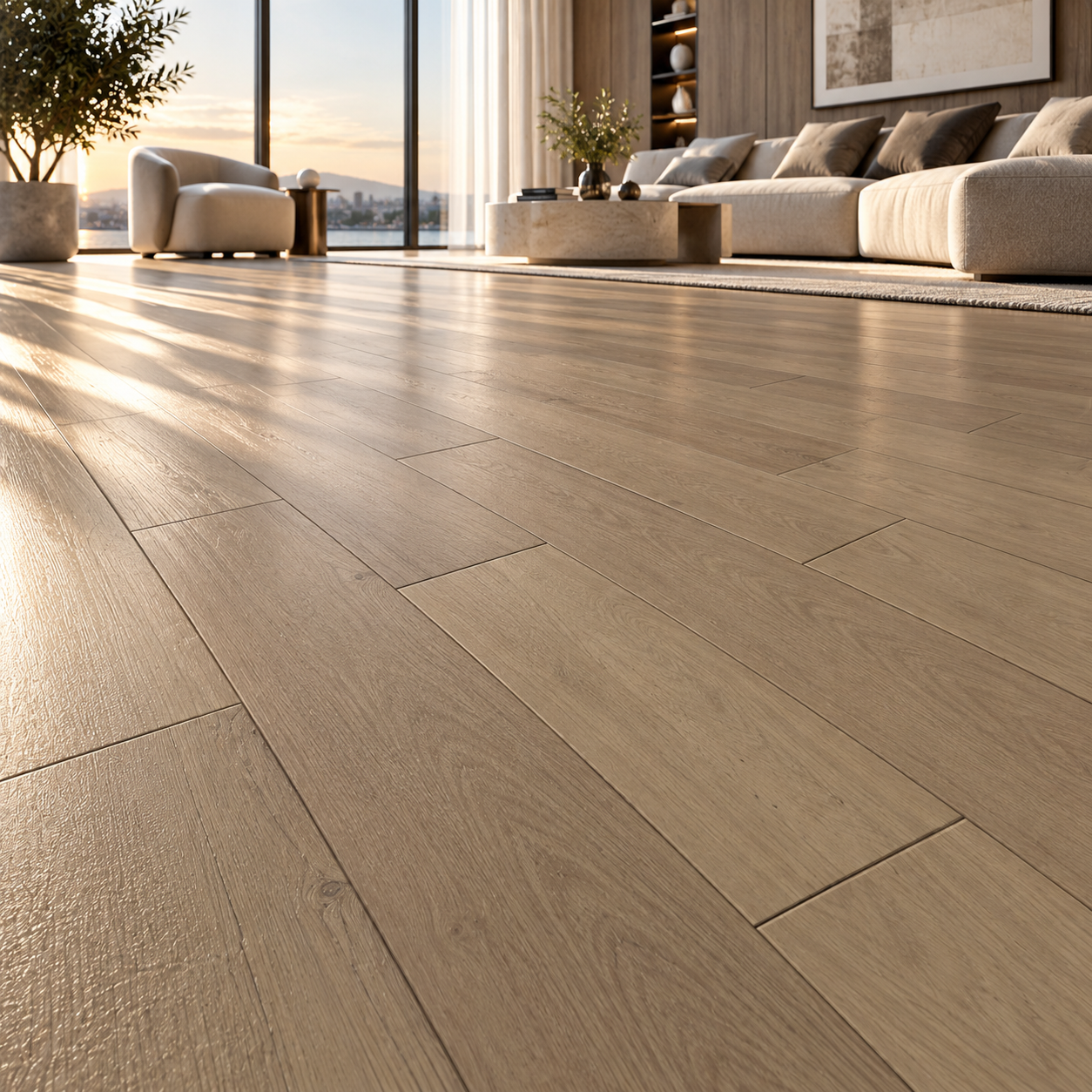 Muted Beige Oak Long Plank Parquet Texture 2