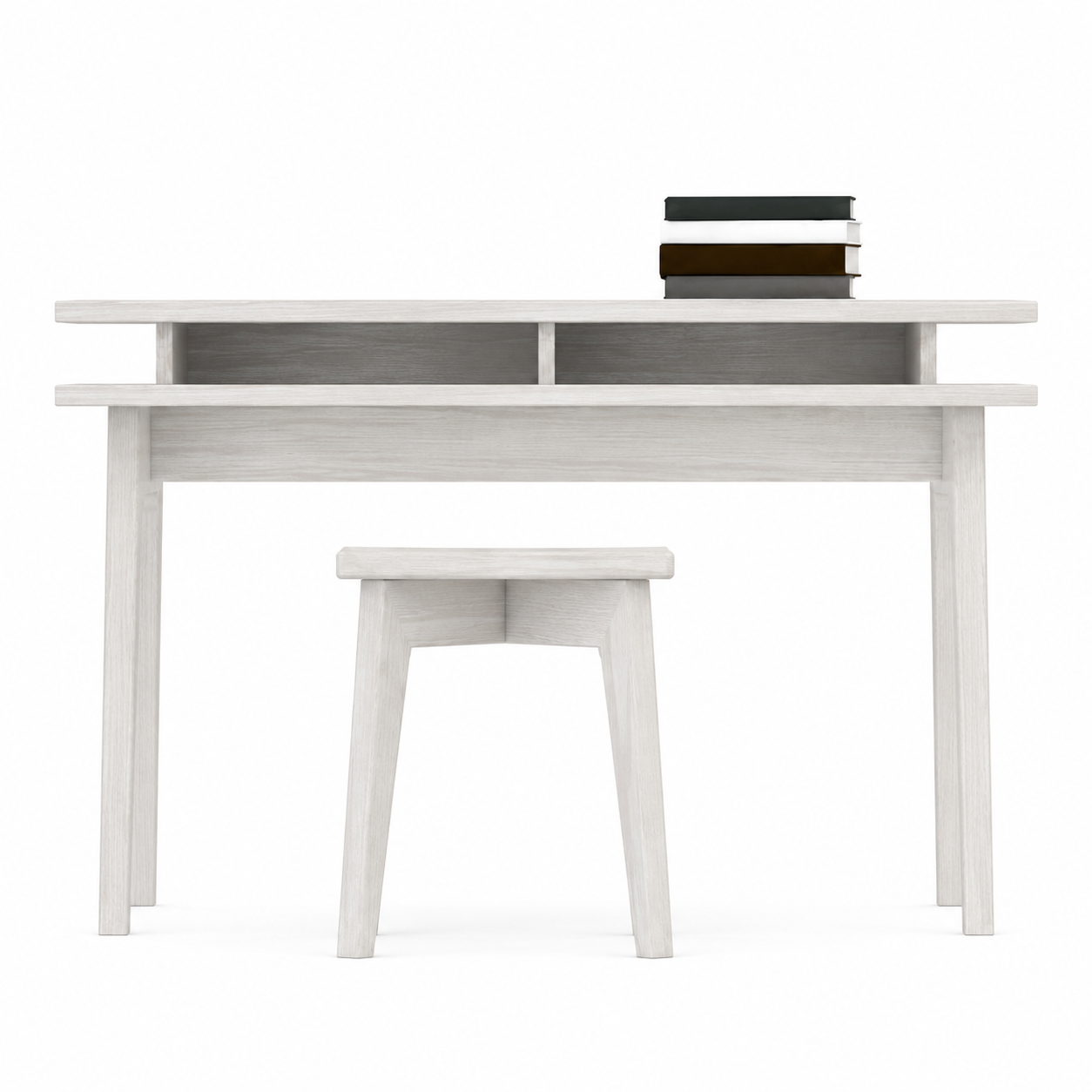 Whitewashed Wood Kids Desk with Matching Stool 3D Model 3