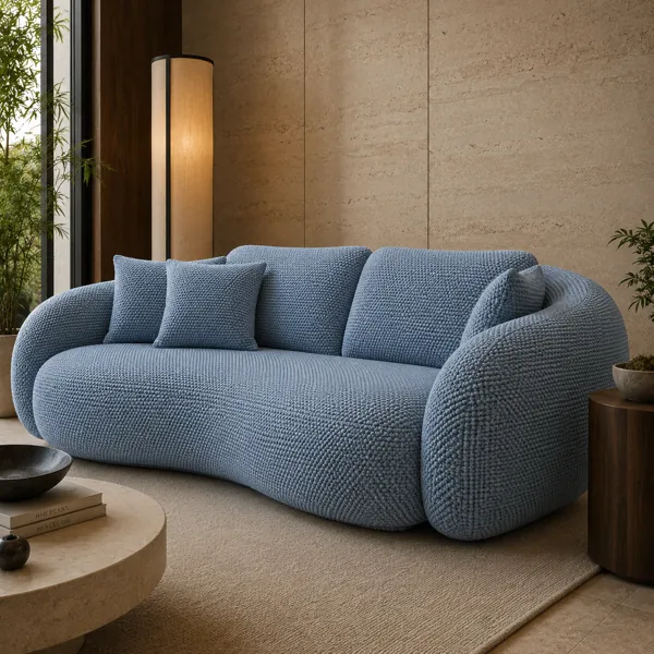 Light Blue Woven Fabric Texture – Compact Basket Weave back