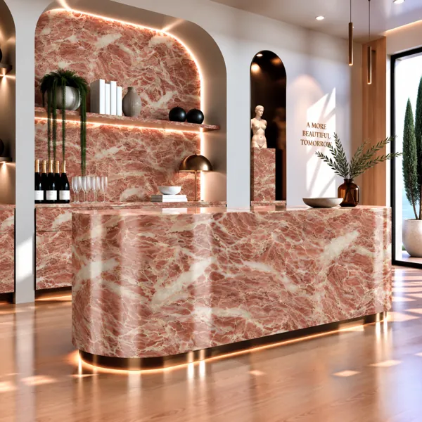 Coral Pink Layered White Vein Marble Texture back