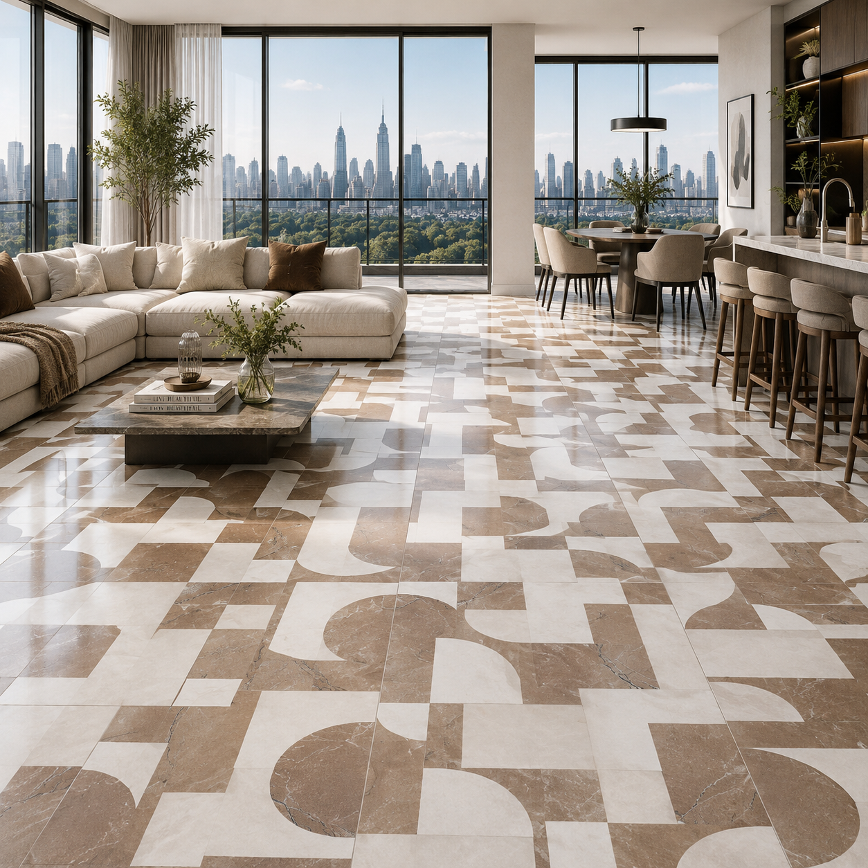Warm Brown Ivory Geometric Stone Ceramic Texture 2