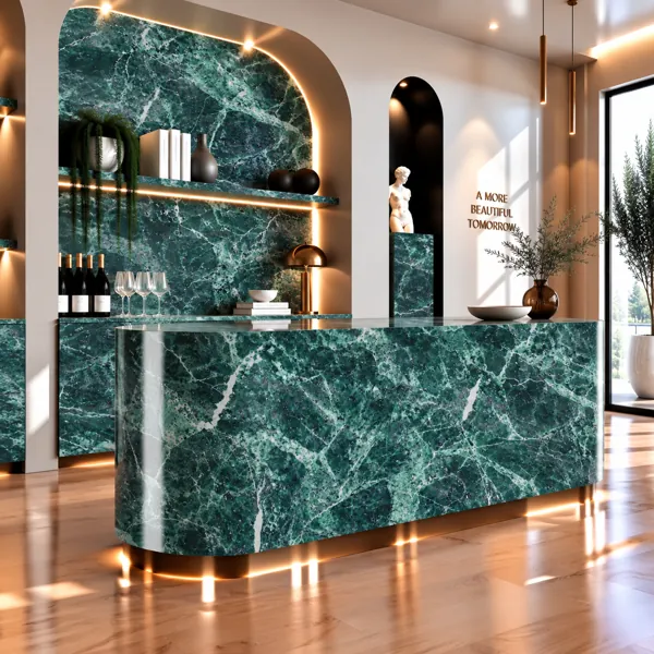Deep Emerald Fractured Vein Marble Texture back
