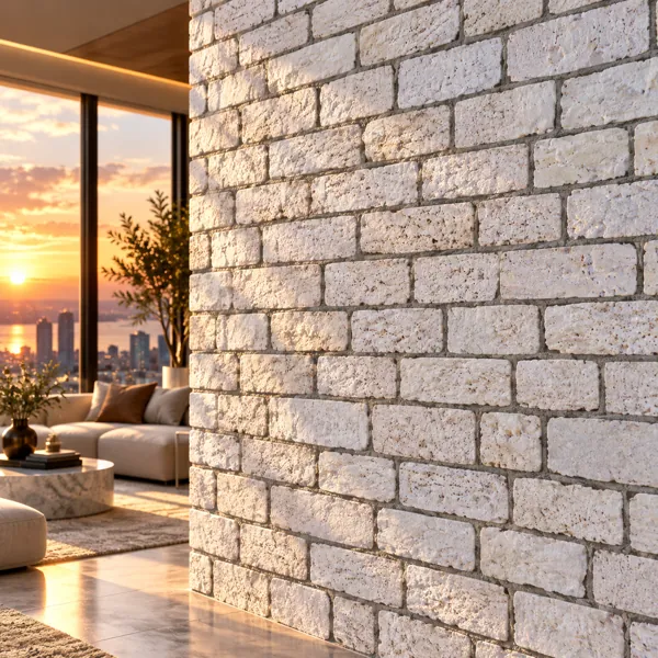 Chalk White Weathered Rectangular Stone Wall Texture back