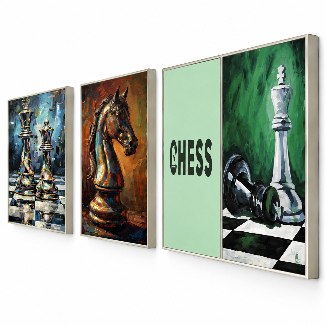 Modern Abstract Chess Wall Art Collection 3D Model 3