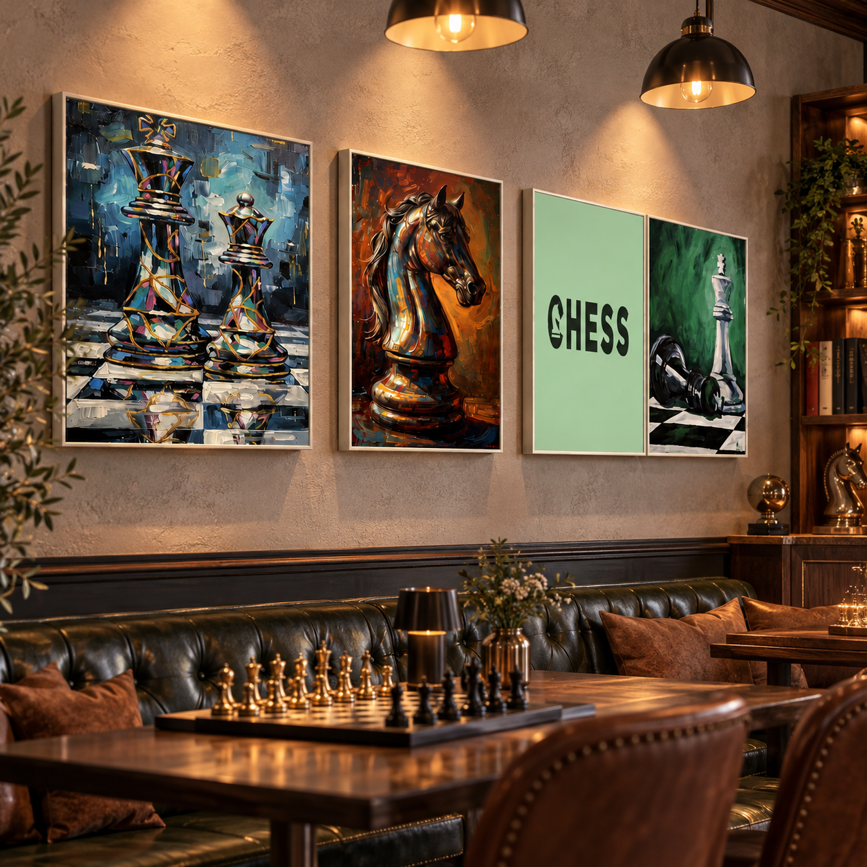 Modern Abstract Chess Wall Art Collection 3D Model 2