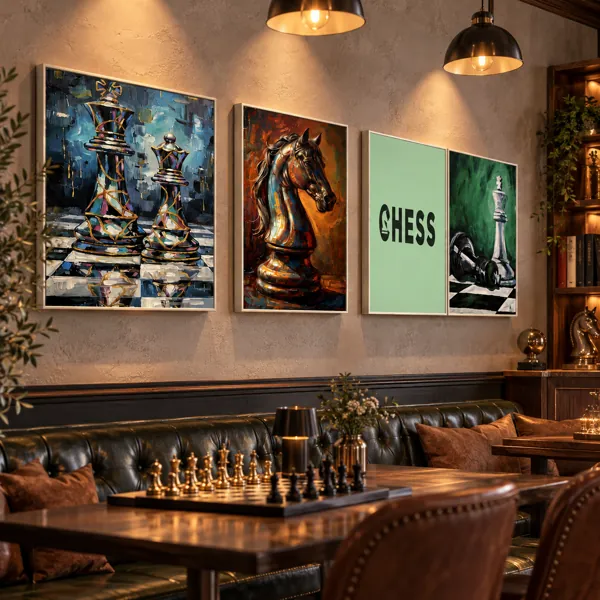 Modern Abstract Chess Wall Art Collection 3D Model back