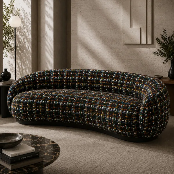 Black Multicolor Bouclé Fabric Texture back