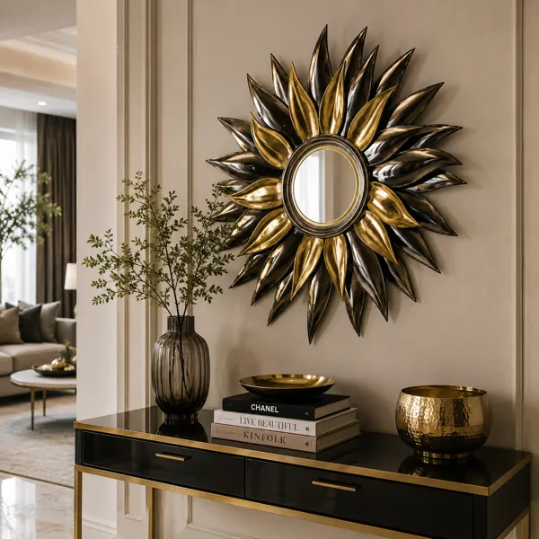 Sunburst Wall Mirror – Gold & Bronze Leaf Frame back