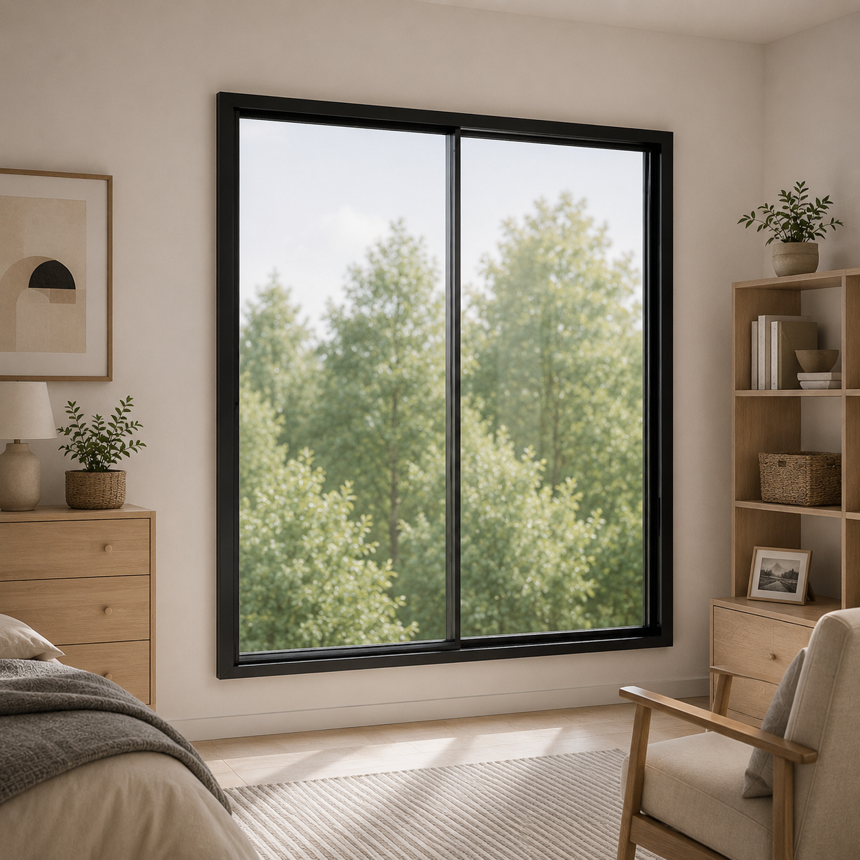 Black Metal Sliding Window – Dual Glass Panels 3