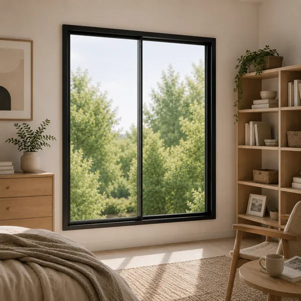 Black Metal Sliding Window – Dual Glass Panels back