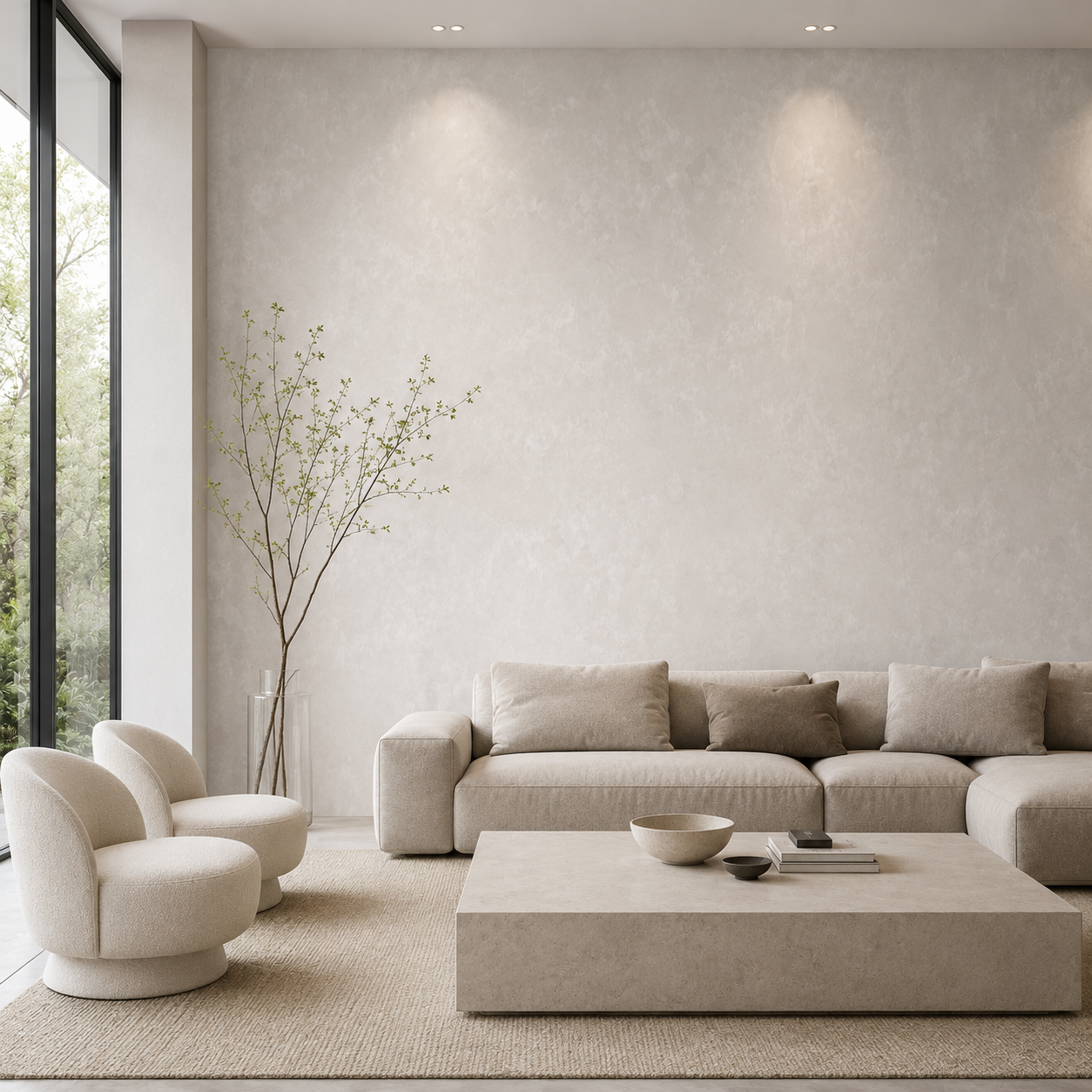 Soft Ivory Clouded Trowel Plaster Texture 2