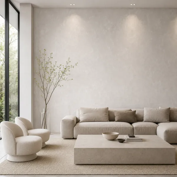 Soft Ivory Clouded Trowel Plaster Texture back