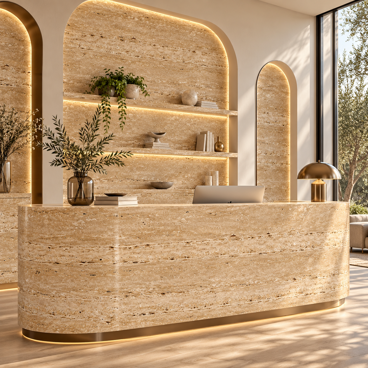 Golden Sand Beige Travertine Porous Horizontal Vein Texture 2