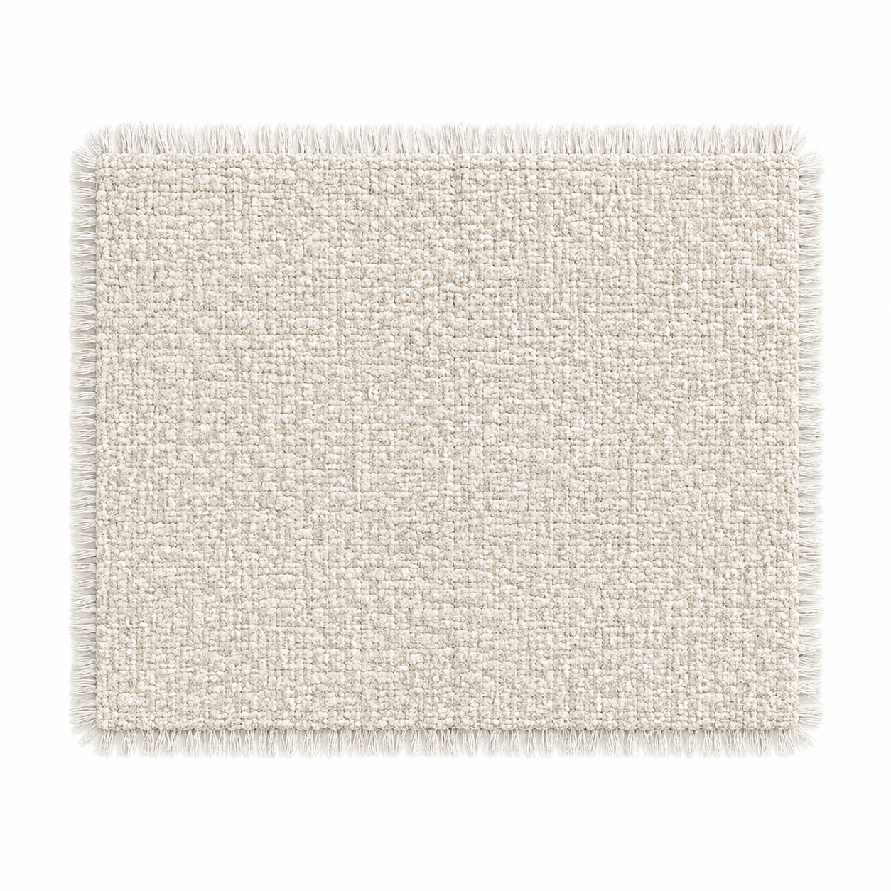 Ivory Textured Area Rug – Fringed Woven Edge