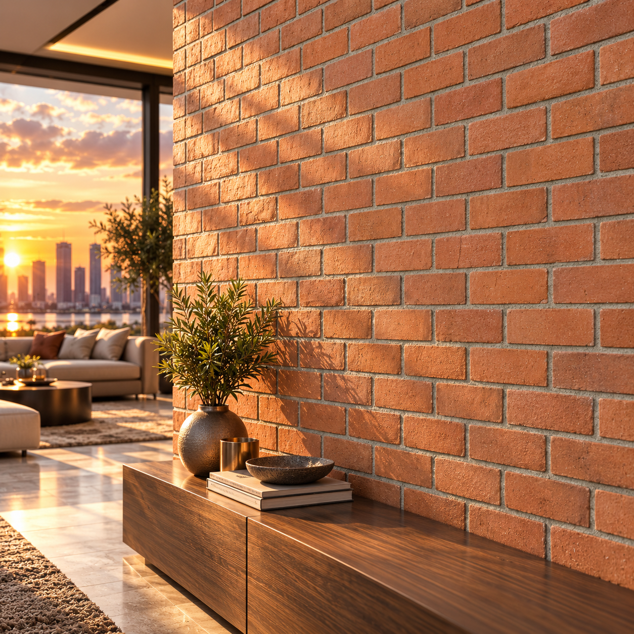 Warm Terracotta Orange Running Bond Stone Brick Texture 2