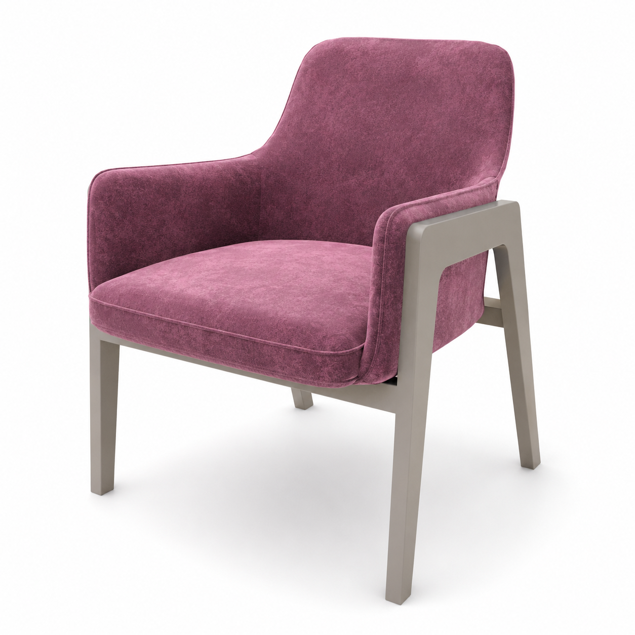 Dusty Mauve Armchair with Taupe Open Frame 3D Model 3