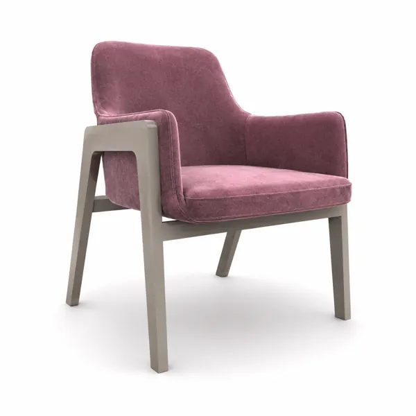 Dusty Mauve Armchair with Taupe Open Frame 3D Model