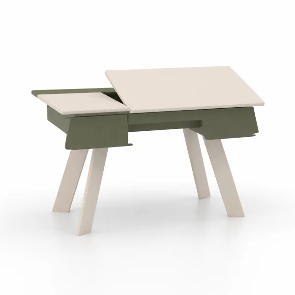 Cream & Olive Kids Study Desk – Split Tilt-Top 3D Model