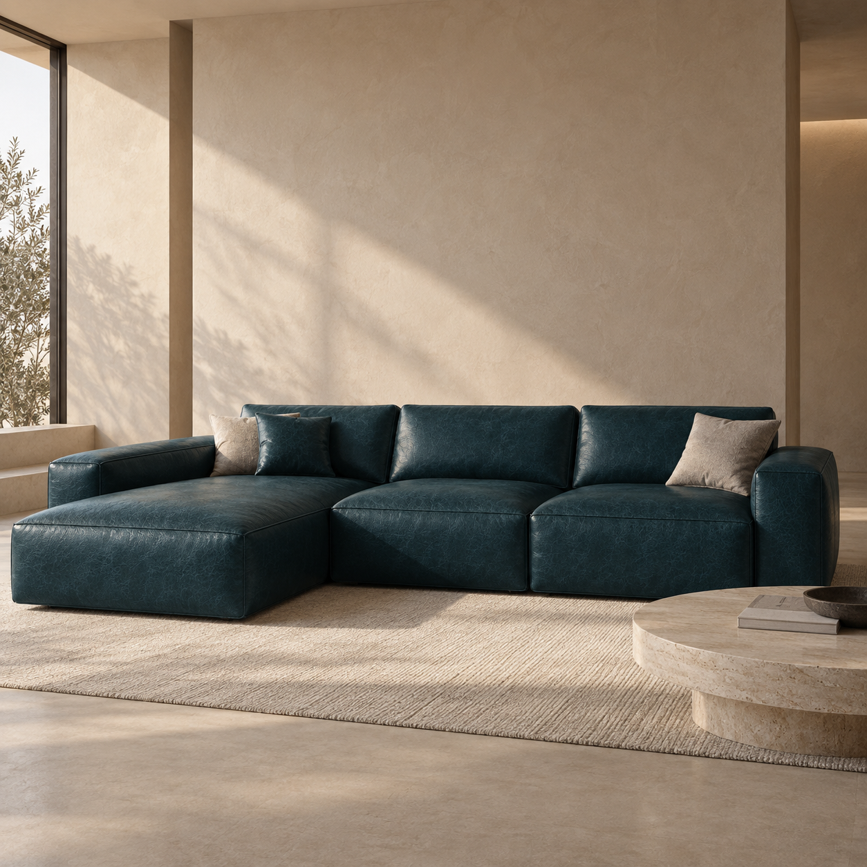 Deep Petrol Blue Fine Grain Leather Texture 2