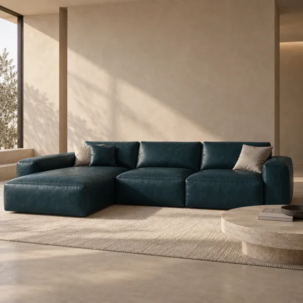 Deep Petrol Blue Fine Grain Leather Texture back