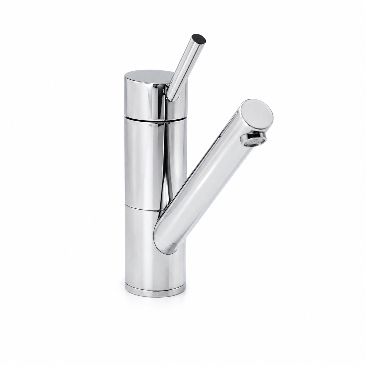 Polished Chrome Angled Spout Kitchen Faucet 3D Model 1