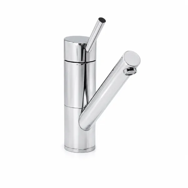 Polished Chrome Angled Spout Kitchen Faucet 3D Model