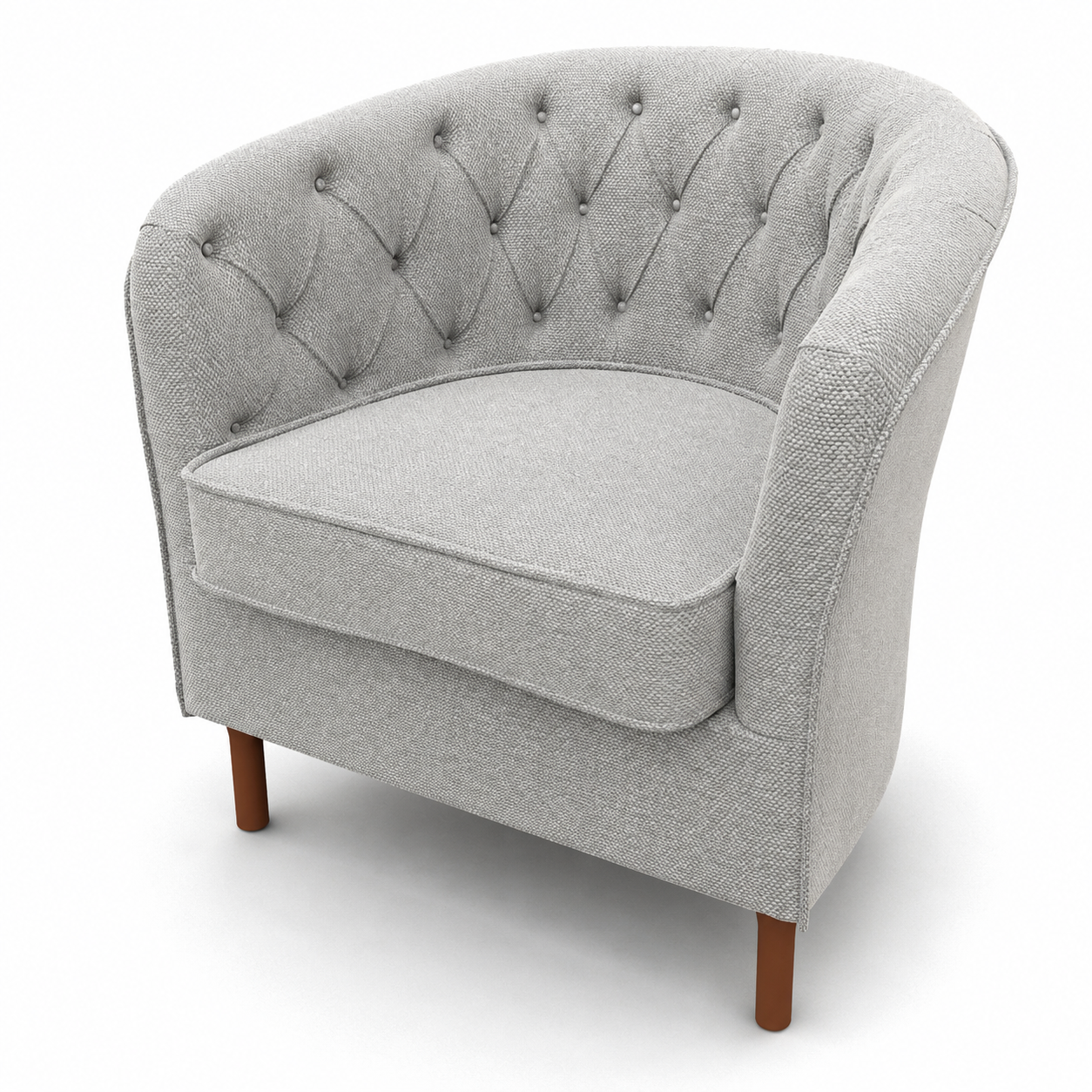 Light Gray Button-Tufted Tub  3D Model 3