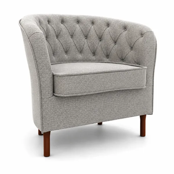 Light Gray Button-Tufted Tub  3D Model