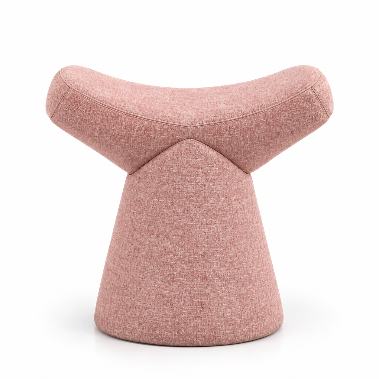 Dusty Pink Sculptural Fabric Stool 3D Model 1